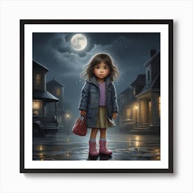 Little Girl In The Rain 1 Art Print