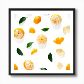 Top View Of Oranges On White Background Art Print