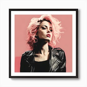 Girl With Pink Hair Art Print