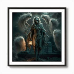 A Captivating Scene Depicting A Ghostly Figure Ris X Art Print