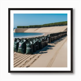 Sand Bags On The Beach 1 Art Print