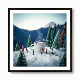 Firefly Mini, Ski, Resort, Cup, Tiny, Skiers, Snowboarders, Gliding, Snowy, Mountainsides, Ski Lifts (2) Póster