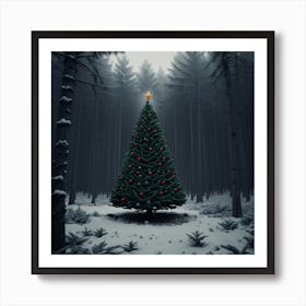 Christmas Tree In Middle Of The Forest (26) Art Print