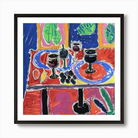 Table With Wine Matisse Style 5 Art Print