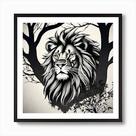 Lion In The Tree Art Print