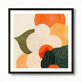 Orange And Green Leaves Art Print