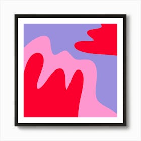 Abstract modern shapes pink, violet, red Art Print