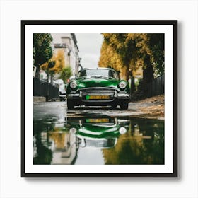 Classic Car In The Rain Art Print