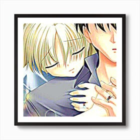 Anime painting they love each other Art Print