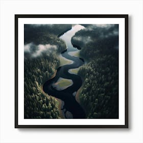 Aerial Photography Of A River Art Print