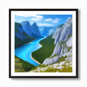 River And Mountains Art Print