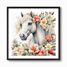 Horse With Flowers 8 Art Print