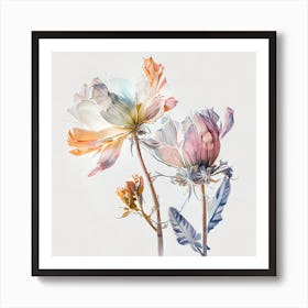 Minimal Watercolor Flowers Art Print