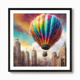 Hot Air Balloon and the city Art Print