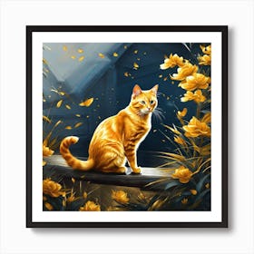 Cat In The Garden Art Print