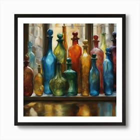 Vintage Colored Bottles 01 Art Print