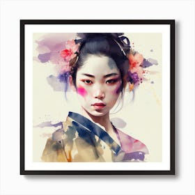 Watercolor Modern Geisha #6 Poster