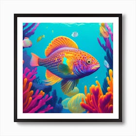 Colorful Fish On Coral Reef Art Print