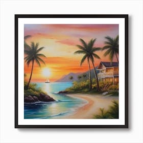 Sunset At The Beach 5 Art Print