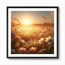 Sunrise Over Meadow Art Print