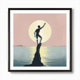 Man On A Rock Art Print