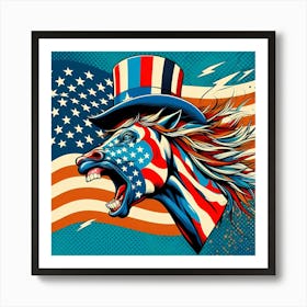 Patriotic Horse With American Flag Art Print