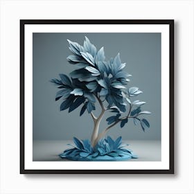 Blue Tree 3d Model Art Print