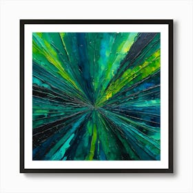 Abstract Painting Green and Blue Color 2 Art Print