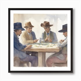 Four Cowboys Playing Poker Art Print