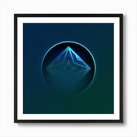 Geometric Neon Glyph on Jewel Tone Triangle Pattern 165 Art Print