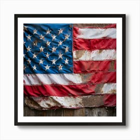 An Aging American Flag Crushed Lightly At The Corners Worn Yet Radiant Against The Passage Of Time (4) Art Print