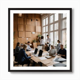 Group Of People Working In An Office Art Print