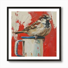 Sparrow In A Mug 8 Art Print