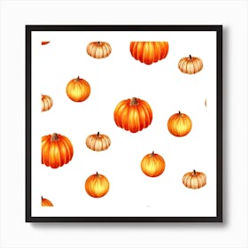 Pumpkins On A White Background Art Print