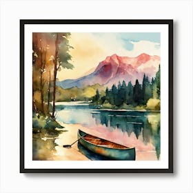 Canoe On The Lake Art Print