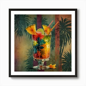 Tropical Cocktail On A Tropical Background Art Print