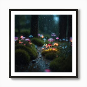 Mushrooms In The Rain Art Print