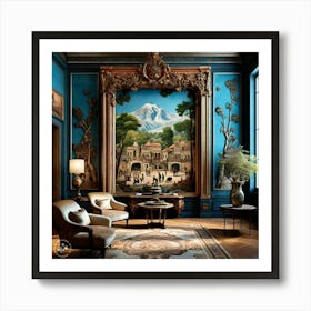 Blue Room With A Painting Art Print