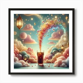 Cola Drink In The Clouds Art Print