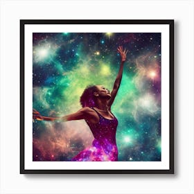 Woman In Space With Arms Outstretched Art Print