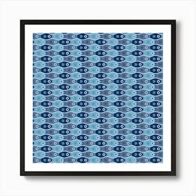 Beach Water Tessellating Fishes In Midnight Blues Art Print