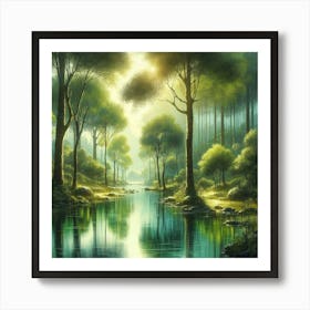 River In The Forest Art Print