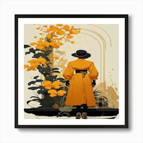 Woman In A Yellow Coat Art Print