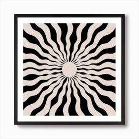 Sun Rays Black Square Art Print