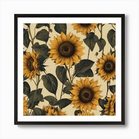 Default Default Retro Vintage Sunflower For Defferent Seasons 0 (1) Art Print