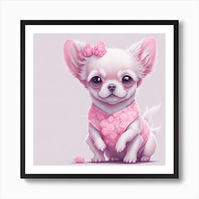 Cute Floral Chihuahua (10) Art Print