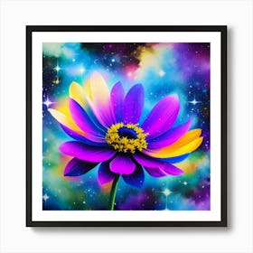 Purple Flower With Stars Art Print