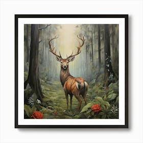 Deer In The Forest 1 Art Print