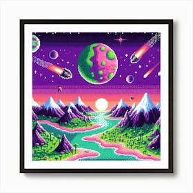 8-bit alien planet 3 Art Print