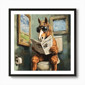 Horse Reading Newspaper 4 Art Print